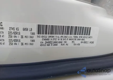 2010 Chrysler Town & Country Touring z USA, uszkodzony, nr VIN 2A4RR5D10AR414040